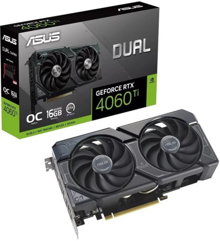 Видеокарта GF RTX 4060 Ti  16GB GDDR6 Dual OC Asus (DUAL-RTX4060TI-O16G)