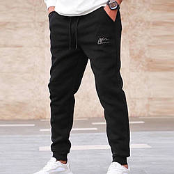 Чорні чоловічі штани на флісі Розміри: 48,50,52,54,56 (21028-2)