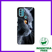 Чехол с картинкой (Мордочка Котика) для Нокиа С31 / Чехлы Серый Кот Nokia C31