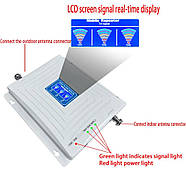 Універсальний троьохдіапазонний GSM репітер, підсилювач мобільного зв'язку 900МГц 1800МГц WCDMA 2100 МГц + Інтернет 2G/3G/4G, фото 3