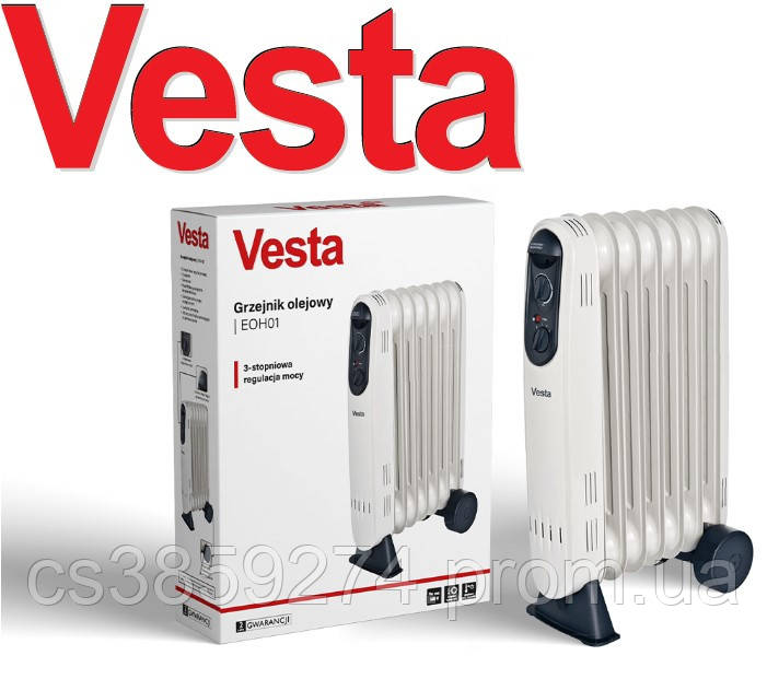 Масляный обогреватель на 7 ребер Vesta EOH01 1600 Вт, электрический домашний обогреватель для дома и квартир - фото 6 - id-p1976010182