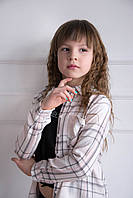 Стильная детская рубашка клетчатая TIFFOSI Португалия 10021571 Розовый ӏ Школьная форма для девочек.Топ! 128