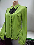 Стильна жіноча блузка, Ділова офісна блуза, креп-шифон з намистом, Туреччина, фото 3