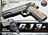 Пістолет страйкбольний Galaxy G13+ з кобурою (Colt M1911 Classic), фото 9