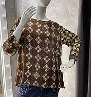 Блуза в шелковая с орнаментом Cristina Gavioli 50 Бордовый