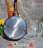 Глибока сковорідка з кришкою 24 см Maestro MR-1216-24 Сковорода сотейник із гранітним антипригарним покриттям, фото 5