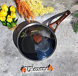 Глибока сковорідка з кришкою 24 см Maestro MR-1216-24 Сковорода сотейник із гранітним антипригарним покриттям, фото 4
