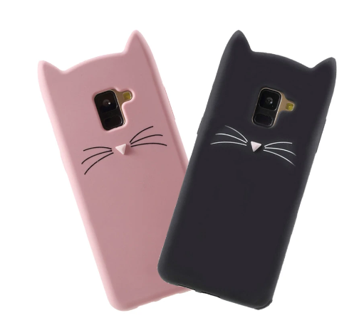 3D Чохол для Samsung Galaxy A8 Plus (A730F) Котик з вушками і вусиками, фото 1