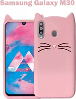 3D Чехол для Samsung Galaxy M30 (SM-M305F) Котик с ушками и усиками - Case&Glass