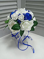 Весільний букет-дублер для нареченої в біло-синьому колірі