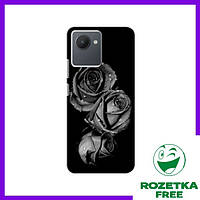 Чехол (Роза черна) Реалми с30s / Чехлы с Розой Realme C30s