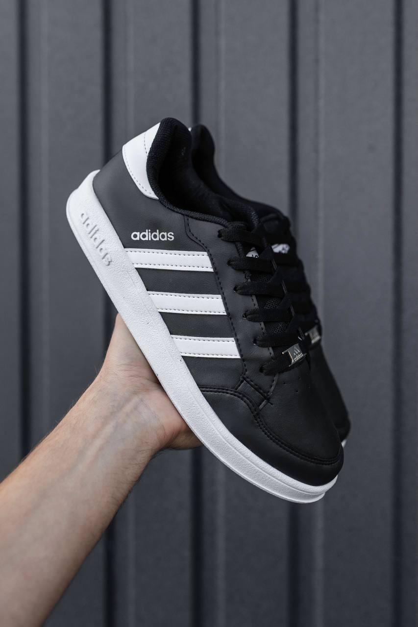 Кросівки чоловічі кеди Adidas чорні модні осінь весна шкіряні стильні молодіжні демісезонні якісні