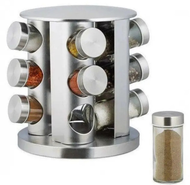 Органайзер набір для спецій Bohmann BH-7860 12 баночок на підставці, що обертається, фото 1