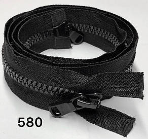 Блискавка тракторна косий зуб Тип8 Чорна пластикова з двома бігунками 85см