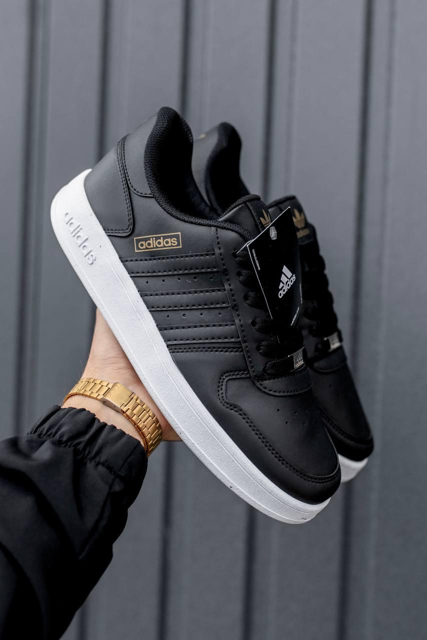 Кросівки чоловічі кеди Adidas чорний модні осінь весна шкіряні стильні молодіжні демісезонні якісні