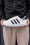 Кросівки чоловічі кеди Adidas білі модні осінь весна шкіряні стильні молодіжні демісезонні якісні, фото 4