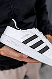 Кросівки чоловічі кеди Adidas білі модні осінь весна шкіряні стильні молодіжні демісезонні якісні, фото 3