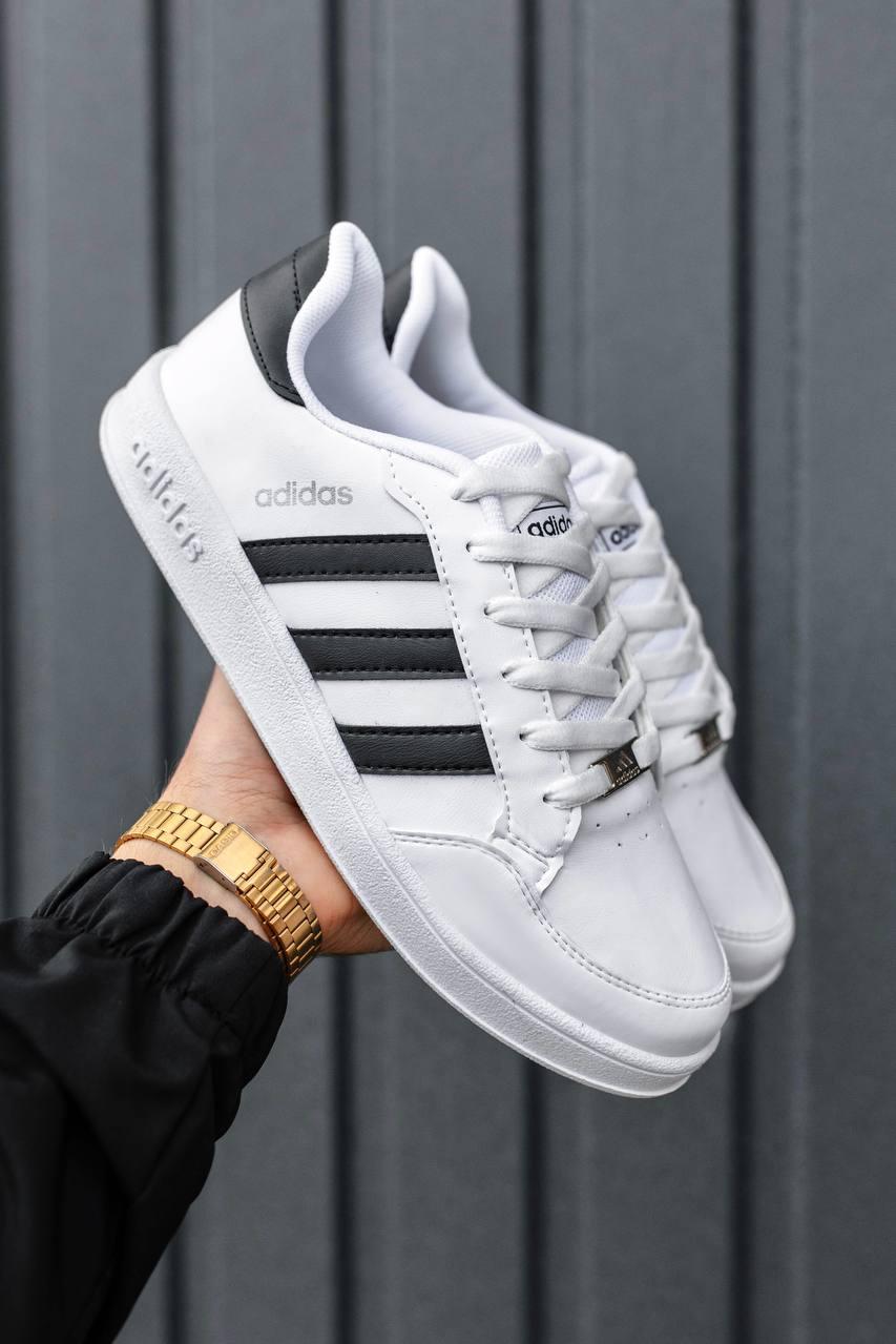 Кросівки чоловічі кеди Adidas білі модні осінь весна шкіряні стильні молодіжні демісезонні якісні
