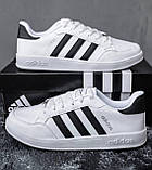 Кросівки чоловічі кеди Adidas білі модні осінь весна шкіряні стильні молодіжні демісезонні якісні, фото 9