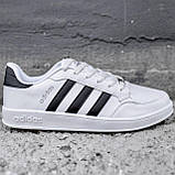 Кросівки чоловічі кеди Adidas білі модні осінь весна шкіряні стильні молодіжні демісезонні якісні, фото 8