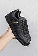 Кроссовки мужские кеды Adidas Spezial черный модные осень весна кожаные стильные молодежные демисезонные