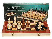 Шахи + шашки + нарди - 3 в 1 (39 х 39 см) дерев'яні i5-108