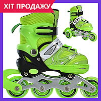 Ролики детские 27 30 размер раздвижные роликовые коньки Profi Roller A 4145-XS-GR зеленый
