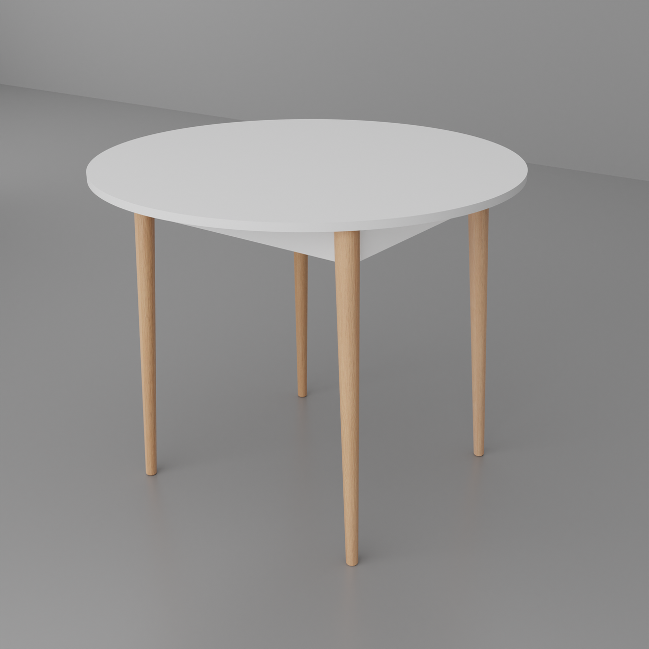Круглий обідній стіл на дерев'яних ніжках в кольорі вільха ДЕРІЛ ф-ка Неман Ø880 мм