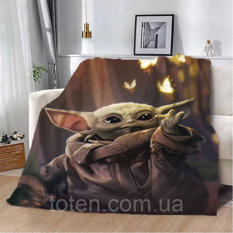 Плед STAR WARS Малюк Йода_2 Зоряні війни якісне покривало с 3D малюнком розмір 160х200