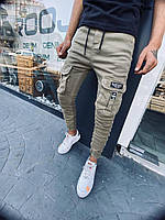Мужские джинсовые штаны-джоггеры MN Jeans с карманами темно-бежевые - 31