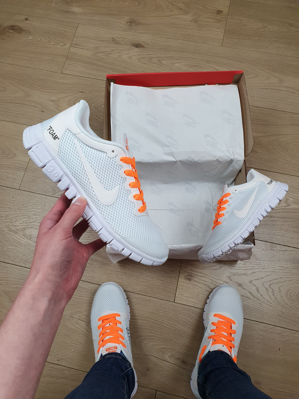 Кроссовки женские летние сетка белые Nike x Off White Free Run 3.0 ...
