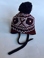Теплая детская шапка для мальчика с помпоном на завязках BRUMS Италия 133BDLA003 Красный 2*.Топ! .Хит!