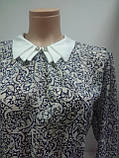Стильна жіноча блузка (блуза) шифонова, з білим комірцем, Туреччина, фото 3
