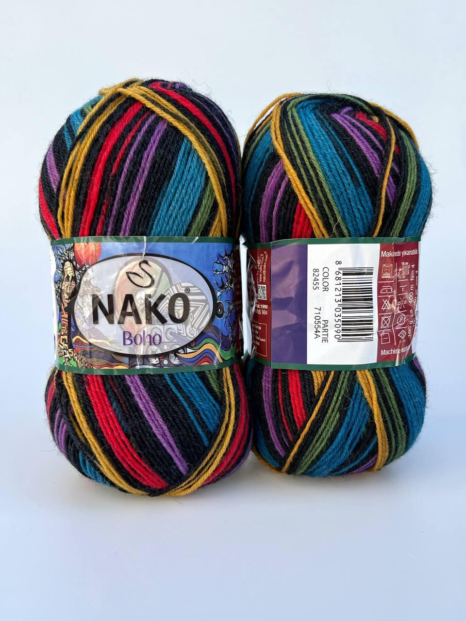 Пряжа шкарпеткова Nako Boho Desen  - 82455