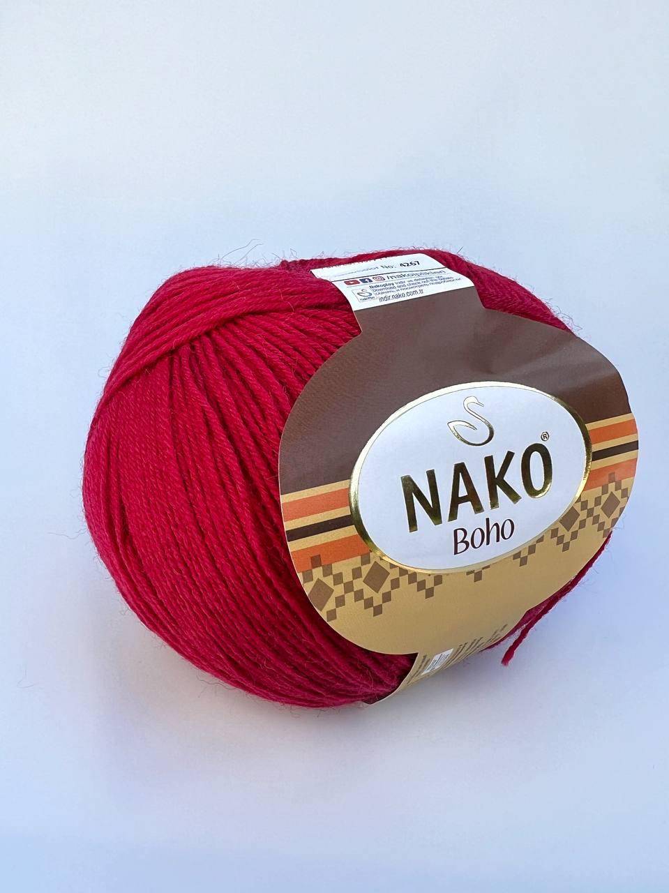 Пряжа шкарпеткова Бохо (Nako Boho) - 4267 червоний