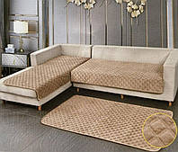 Накидки дивандеки на диван и кресла многофункциональные 3 в 1 Ромб коричневый