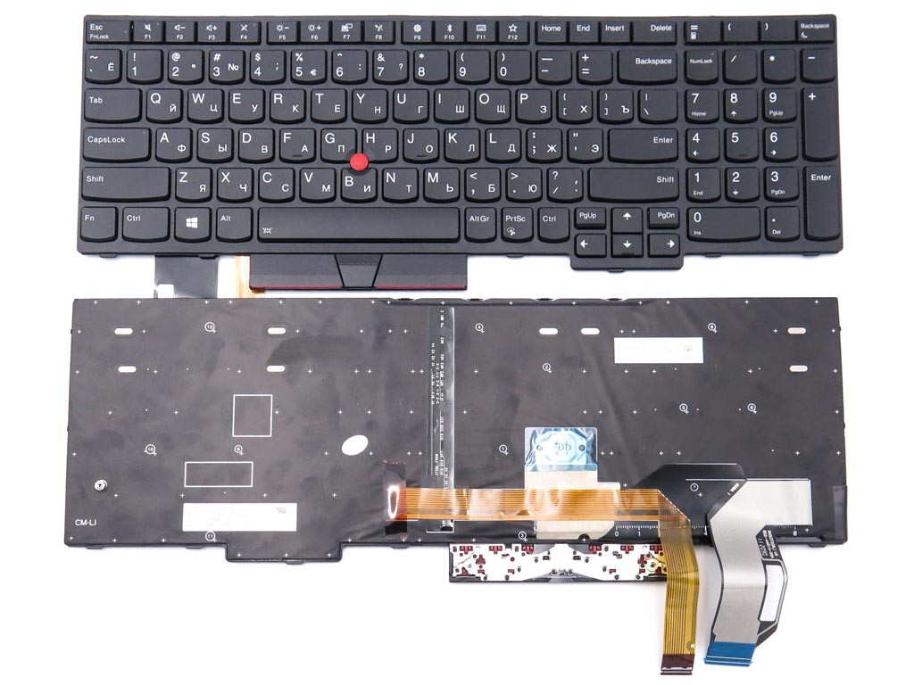 Клавіатура для Lenovo Thinkpad E580, E585, E590, L580, L590, T590 (RU Black з підсвічуванням) Оригінал.