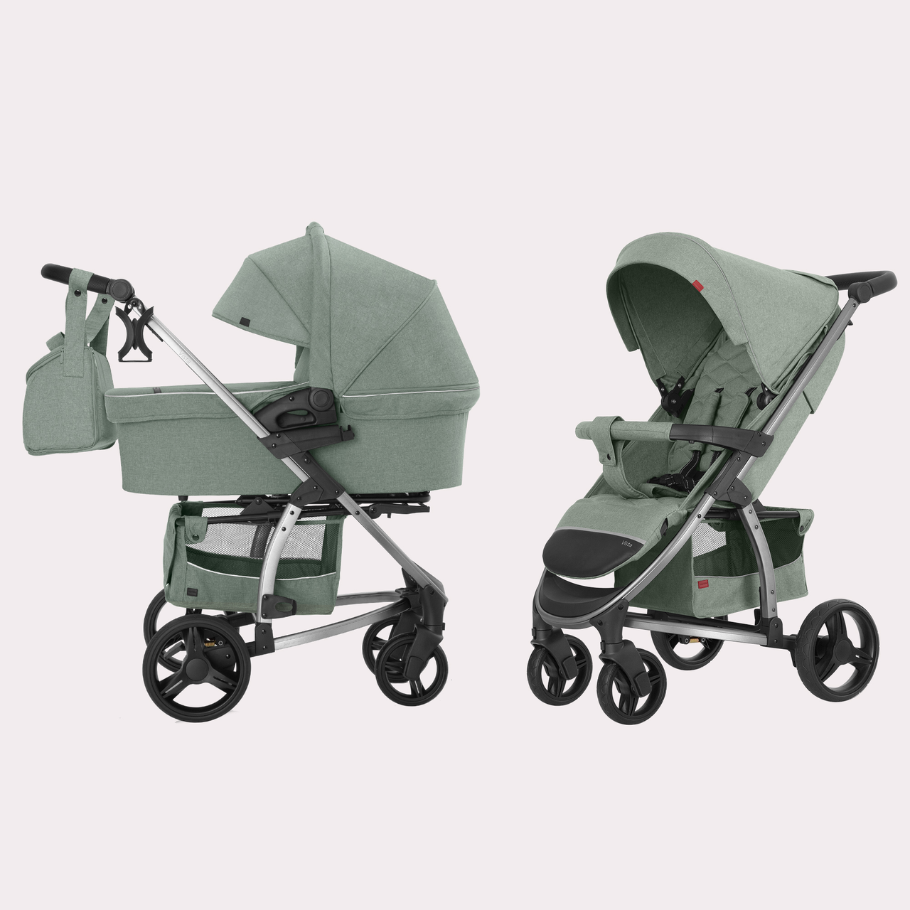 Коляска універсальна 2 в 1, CARRELLO SVista CRL-6501/1 2in1 Olive Green, зелена, Карелло Віста