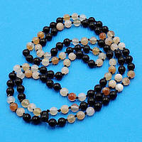 Буси коричневий із чорним агатом 8 мм 118 см