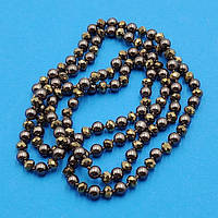 Буси коричневі намистини під перли із золотистим кришталем 118 см