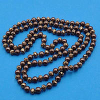 Буси коричневі намистини під перли з коричневим кришталем 118 см