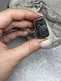 Натуральний шерл кільце з необробленим чорним турмаліном шерлом 18 розмір. Індія., фото 7