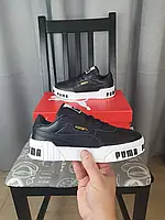 Кроссовки подростковые осень-весна Puma Basket Cali Black White. Черно-белые кроссовки женские Пума Кали Болд