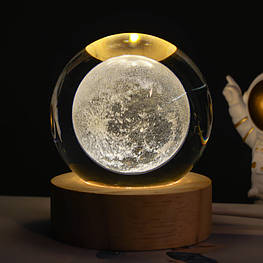 Світильник 3D кришталева куля Місяць