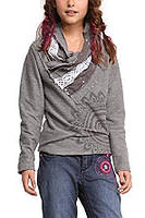 Модний дитячий пуловер для дівчинки з коміром Desigual Іспанія 48S3153 сірий 116.Топ! 152 .Хит!