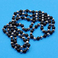 Буси чорні намистини під перли зі сріблястим кришталем 118 см