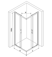 Душова кабіна MEXEN RIO BLACK 90х90 квадратна, фото 3