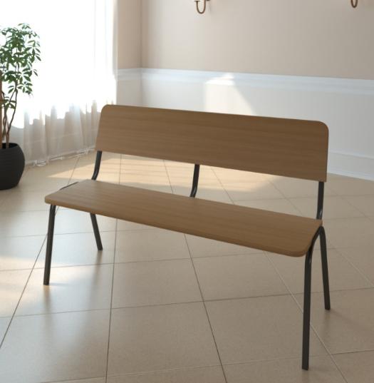 Лавка зі спинкою для навчальних закладів, бомбоcховища, 1200×550×770 мм, 8-11 клас, метал, дсп ST-156, фото 1