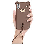 Чехол Baseus для iPhone XS Max Bear Silicone Case, Brown (WIAPIPH65-BE08), фото 4