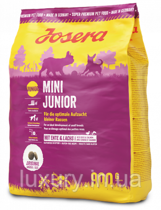 Корм для собак Josera MINI JUNIOR 900g Маленькі особливо смачні крокети з вишуканою качкою та ніжним лососем, фото 1